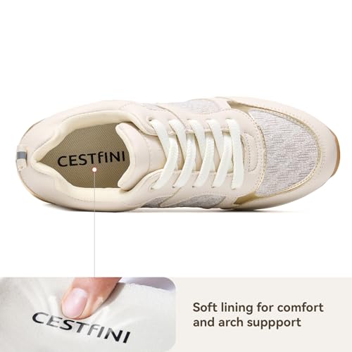 Cestfini Fashion Wedge High Heeled Sneakers for Women, Lace Up Non-Slip Comfortable Sneakers - Image 3