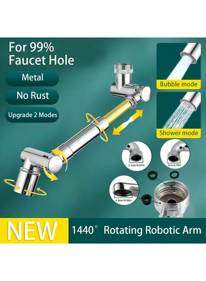 Crystal Silvery Retractable Bathroom Sink Faucet 1440 Rotation Two Modes Water Saving Splash Proof - Image 1