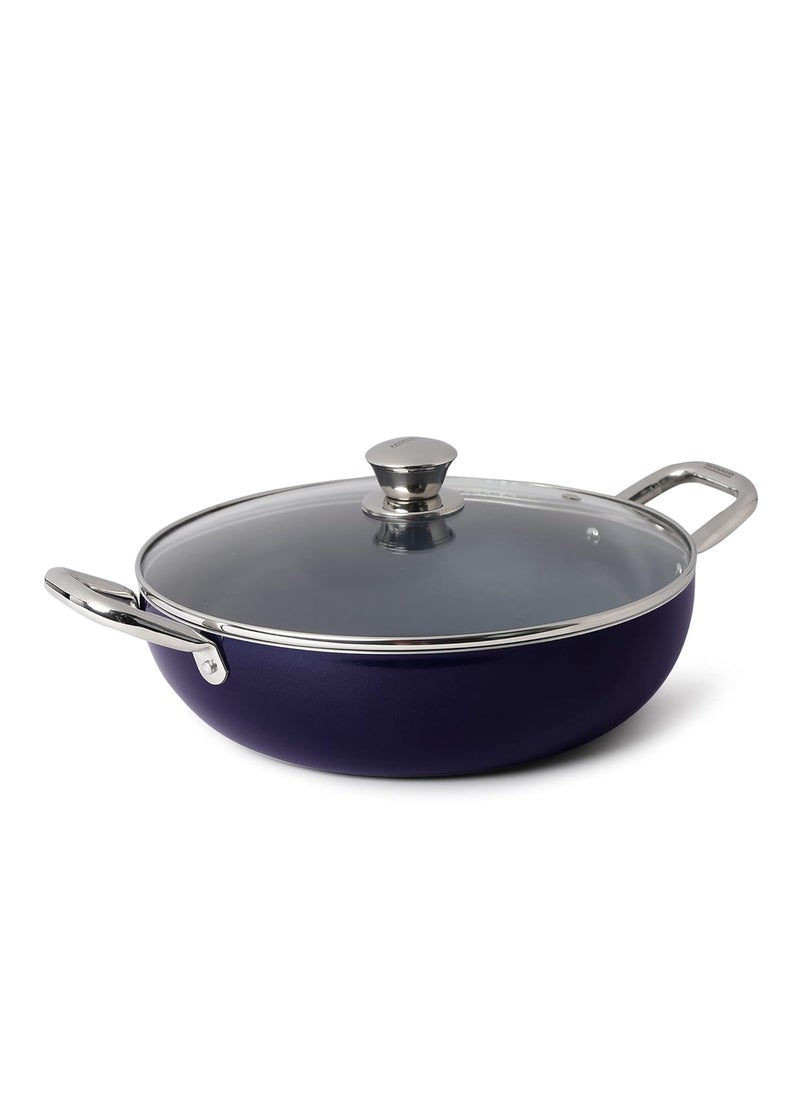 FACKELMANN Fackelmann Ceramic Nonstick Kadhai With Glass Lid 30cm | German Technology | Non-Toxic| PFOA, BPA & Nickel-Free | Induction Base - All Stoves | Even Heating | Dal Makhani, Kadhai Paneer, Chicken Curry  - Image 1