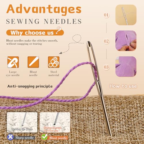 TLKKUE 12 Pcs/3 Sizes Large-Eye Blunt Needles, Steel Yarn Needle with Needle Threader, Tapestry Needle for Sewing Crochet Knitting Embroidery (Silver 2.08in/2.36in/2.76in) - Image 3