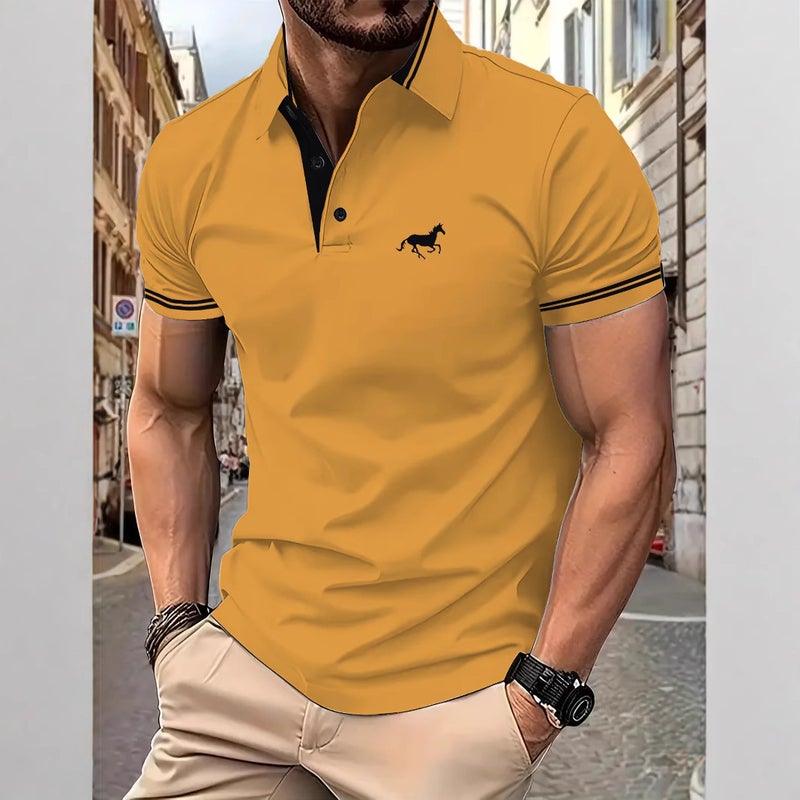 2025 New Style 3D Printing Pure Color Printing Casual Fashion Light Business 3Dpolo Shirt Lapel Men'S Clothing - Image 2
