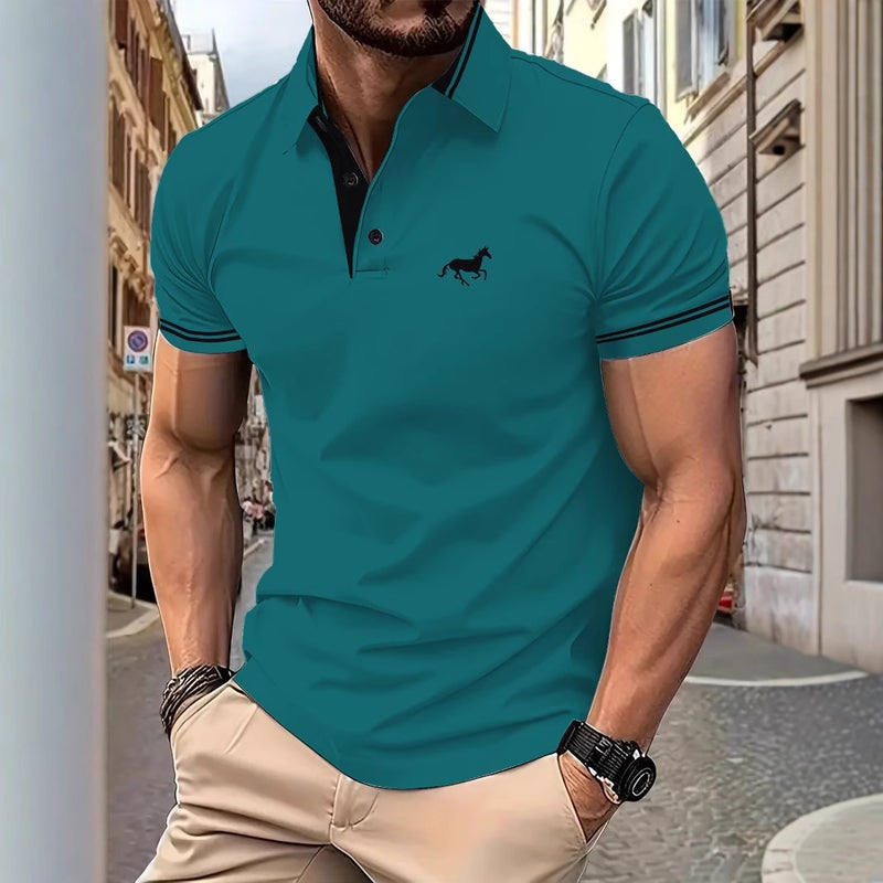2025 New Style 3D Printing Pure Color Printing Casual Fashion Light Business 3Dpolo Shirt Lapel Men'S Clothing - Image 3