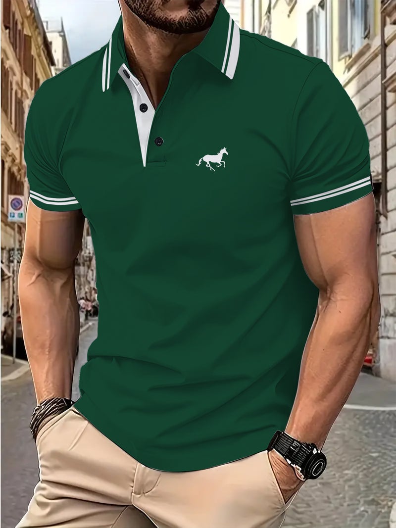 2025 New Style 3D Printing Pure Color Printing Casual Fashion Light Business 3Dpolo Shirt Lapel Men'S Clothing - Image 1