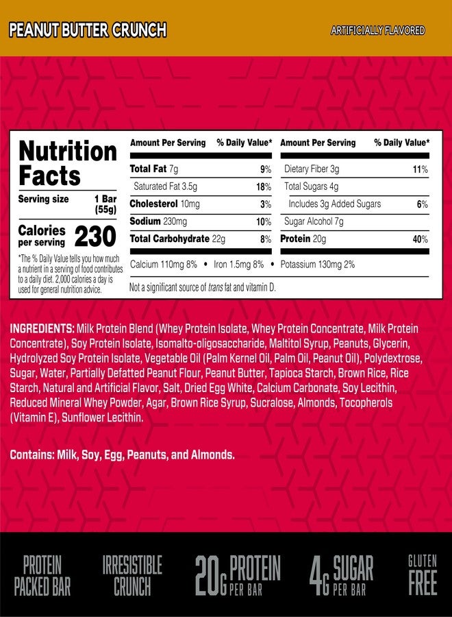 BSN Protein Crisp Bar, Peanut Butter Crunch, 20 Gram Protein Snack Bars with Whey and Fiber, Gluten-Free Crunchy Energy Bars for Workout, Fitness, On-the-Go, 12 Count - Image 3