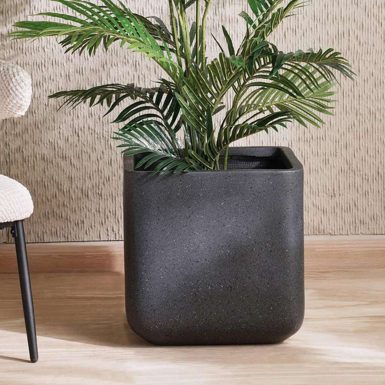 Renata Polyresin Square Planter 52x52x48cm- Black