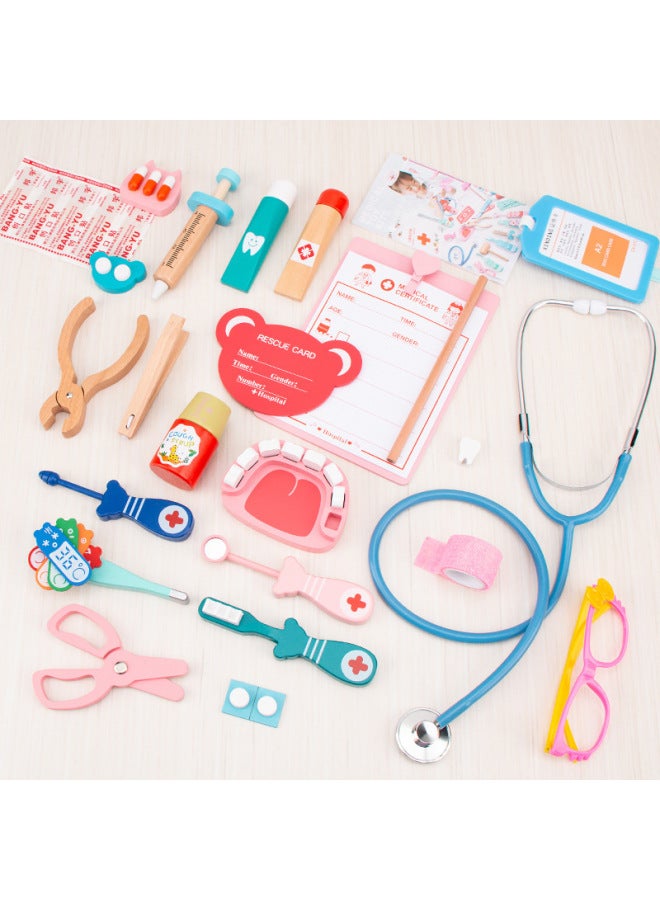 Children's Simulation Doctor Set Children's Early Education Educational Interactive Doctor Role Play Wooden Toys-Color:TL-bagged Fun Doctor B - Image 3