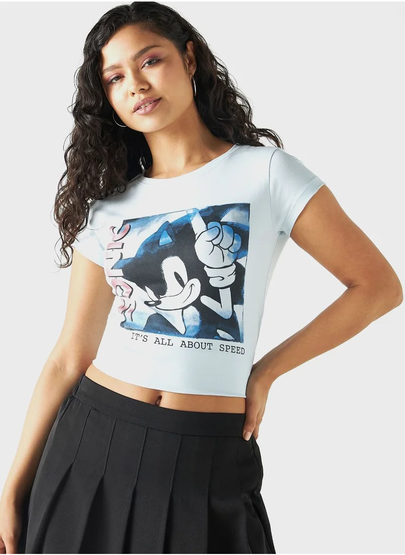 SP Characters Sonic The Hedgehog Print T-Shirt