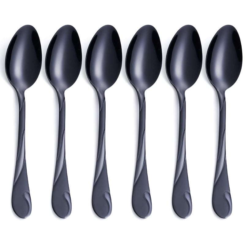 Black Dinner Spoon Set Seeshine 76inch Stainless Steel Shiny Black Soup Table Spoon Silverware Set of 6