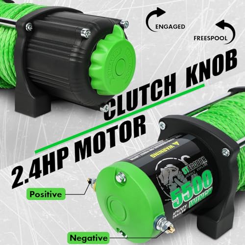 STEGODON 5500 Winch 12V Electric ATV/UTV Winch with Synthetic Rope,2pcs Wireless Remote and Winch Stopper for Towing Jeep Off-Road SUV Truck Car Trailer Boat - Image 4