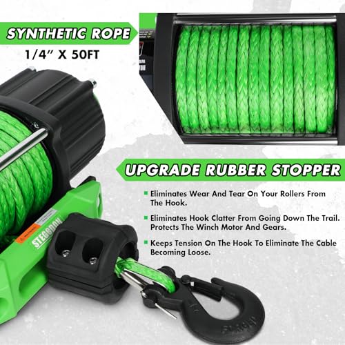 STEGODON 5500 Winch 12V Electric ATV/UTV Winch with Synthetic Rope,2pcs Wireless Remote and Winch Stopper for Towing Jeep Off-Road SUV Truck Car Trailer Boat - Image 3