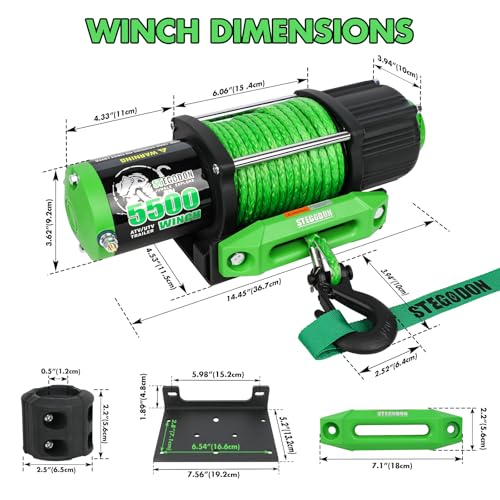 STEGODON 5500 Winch 12V Electric ATV/UTV Winch with Synthetic Rope,2pcs Wireless Remote and Winch Stopper for Towing Jeep Off-Road SUV Truck Car Trailer Boat - Image 2