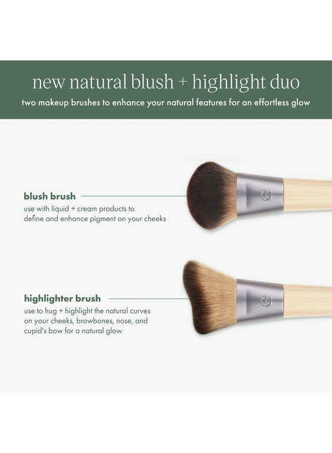 Ecotools New Natural Blush & Highlight Duo Face Makeup Brushes For Liquid & Cream Foundation Contour Blush & Highlight Dense Synthetic Bristles For Makeup Blending Vegan & Crueltyfree 2 Count - Image 5
