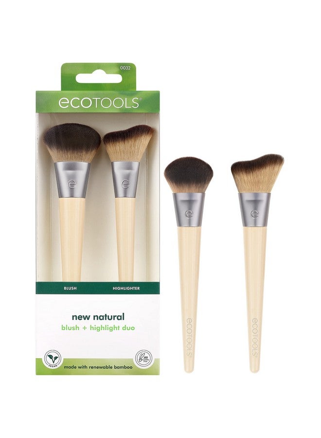 Ecotools New Natural Blush & Highlight Duo Face Makeup Brushes For Liquid & Cream Foundation Contour Blush & Highlight Dense Synthetic Bristles For Makeup Blending Vegan & Crueltyfree 2 Count - Image 2