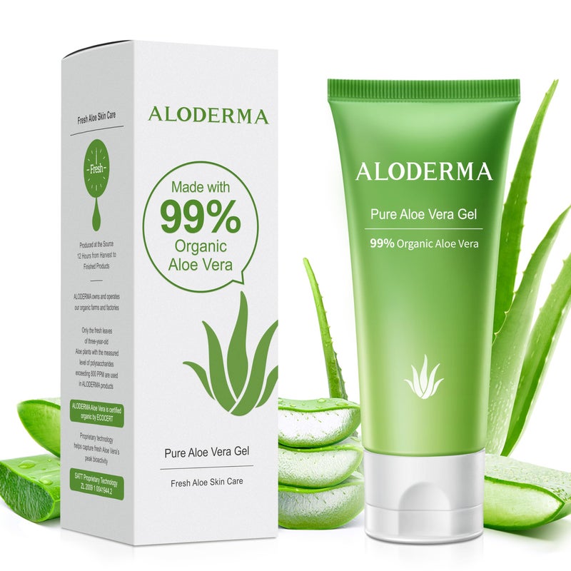 Aloderma 99% Organic Aloe Vera Gel for Face Made within 12 Hours of Harvest - Natural Hydrating Pure Aloe Vera for Soothing Skincare - Moisturizing Aloe Gel for Skin, Face, & Sensitive Skin, 4.02 oz - Image 1