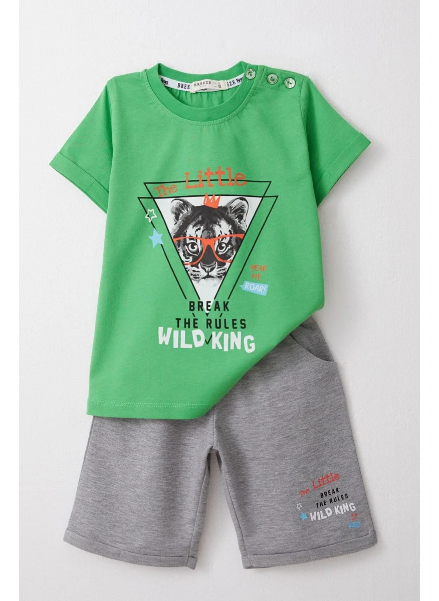 Breeze Boy Shorts Set King Lion Printed 1-4 Years, Green