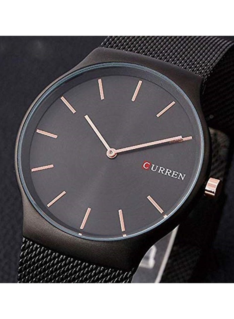 كارين ساعة كورين 8256 للرجال رياضية مقاومة للماء بسوار من الستانلس ستيل وشاشة عرض تناظرية - أسود - Image 2