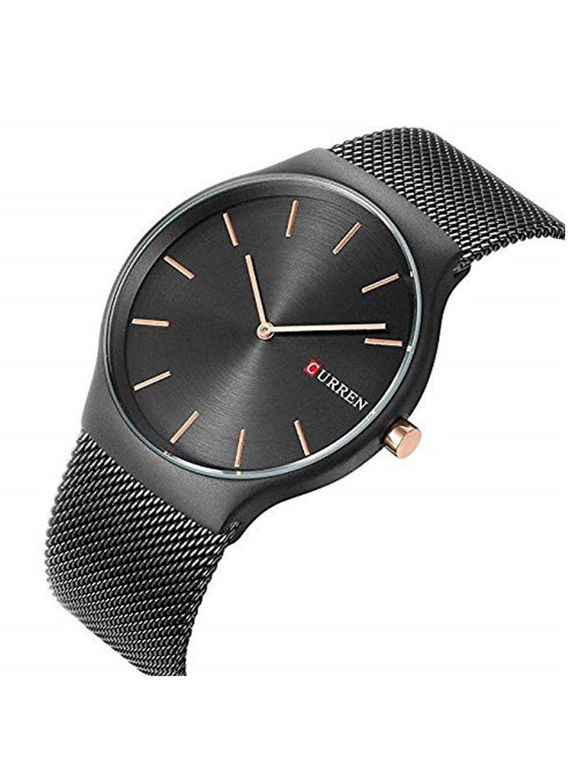 كارين ساعة كورين 8256 للرجال رياضية مقاومة للماء بسوار من الستانلس ستيل وشاشة عرض تناظرية - أسود - Image 4