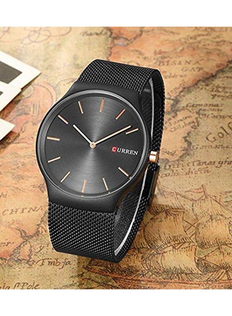 كارين ساعة كورين 8256 للرجال رياضية مقاومة للماء بسوار من الستانلس ستيل وشاشة عرض تناظرية - أسود - Image 3