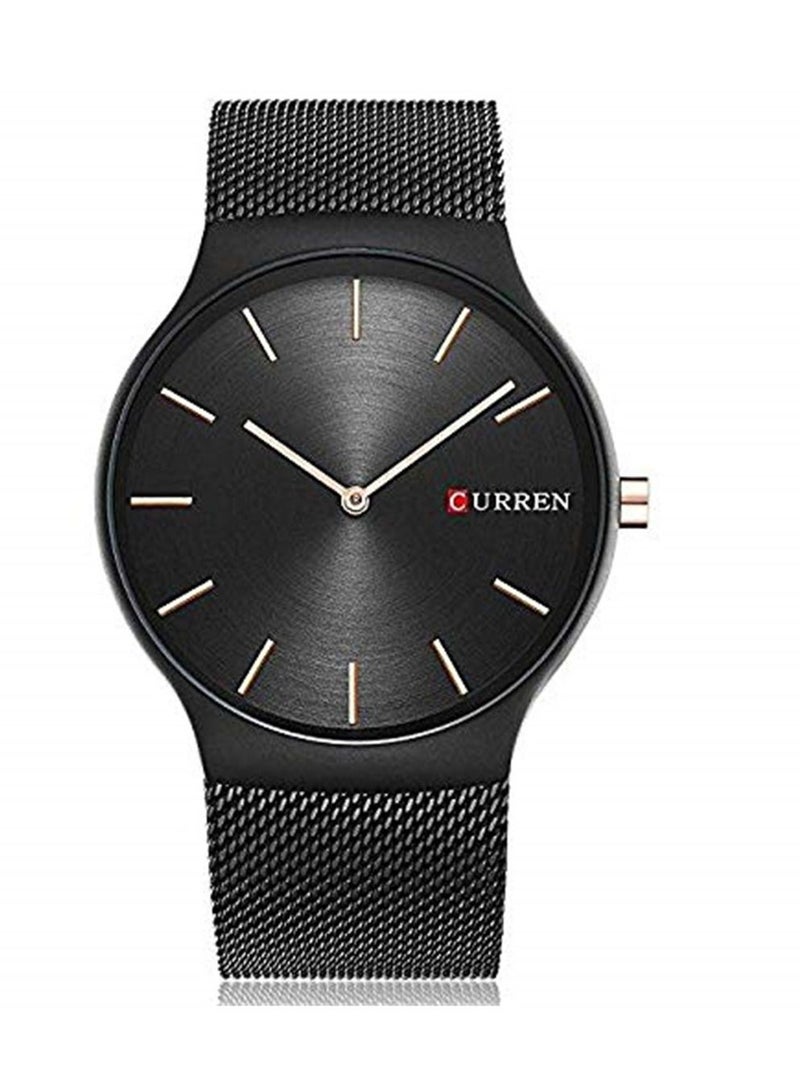 كارين ساعة كورين 8256 للرجال رياضية مقاومة للماء بسوار من الستانلس ستيل وشاشة عرض تناظرية - أسود - Image 1