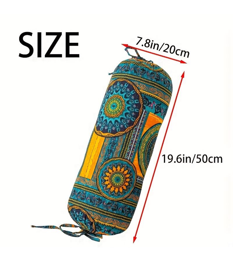 Bohemian Cylindrical Pillow With Pillow Core Cushion Removable And Washable Pillowcover Tie Closure Neck Back And Waist Support 19 69 X 7 87 Inch Decorative For Bedroom Sofa Office - Image 3