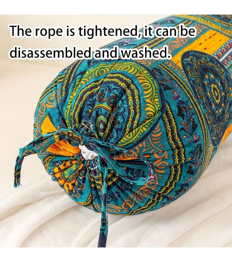 Bohemian Cylindrical Pillow With Pillow Core Cushion Removable And Washable Pillowcover Tie Closure Neck Back And Waist Support 19 69 X 7 87 Inch Decorative For Bedroom Sofa Office - Image 4