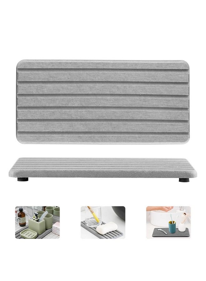 Supvox® Set of 2 Water Absorbent Diatomite Coasters - 8.3 x 4 Inch Non-Slip Soap Holder, Rectangle Bathroom Tray for Wash Basin Accessories, Sponge Holder for Kitchen, Shower & Toiletries (Grey) - Image 1
