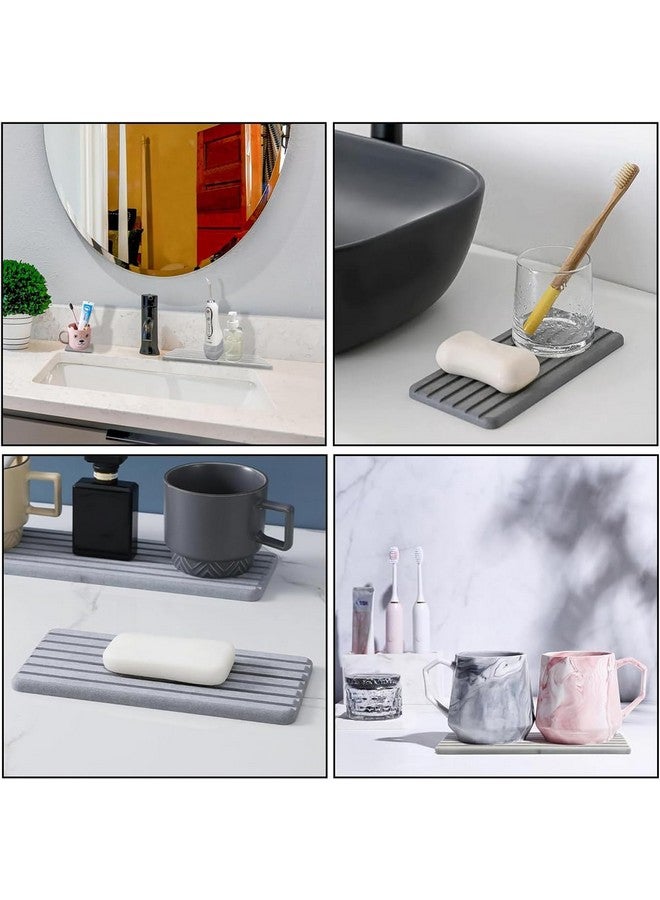 Supvox® Set of 2 Water Absorbent Diatomite Coasters - 8.3 x 4 Inch Non-Slip Soap Holder, Rectangle Bathroom Tray for Wash Basin Accessories, Sponge Holder for Kitchen, Shower & Toiletries (Grey) - Image 5