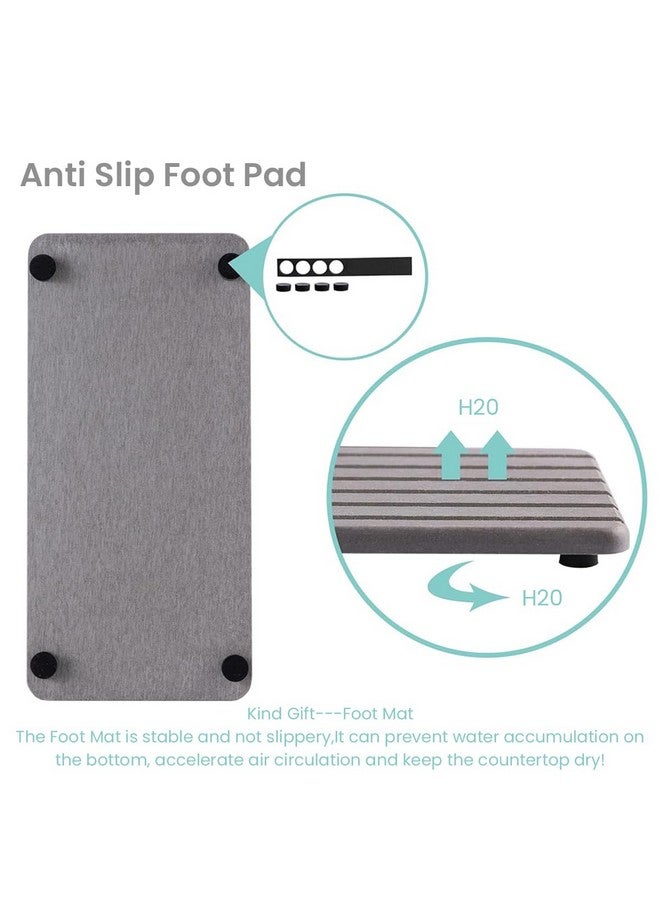 Supvox® Set of 2 Water Absorbent Diatomite Coasters - 8.3 x 4 Inch Non-Slip Soap Holder, Rectangle Bathroom Tray for Wash Basin Accessories, Sponge Holder for Kitchen, Shower & Toiletries (Grey) - Image 3