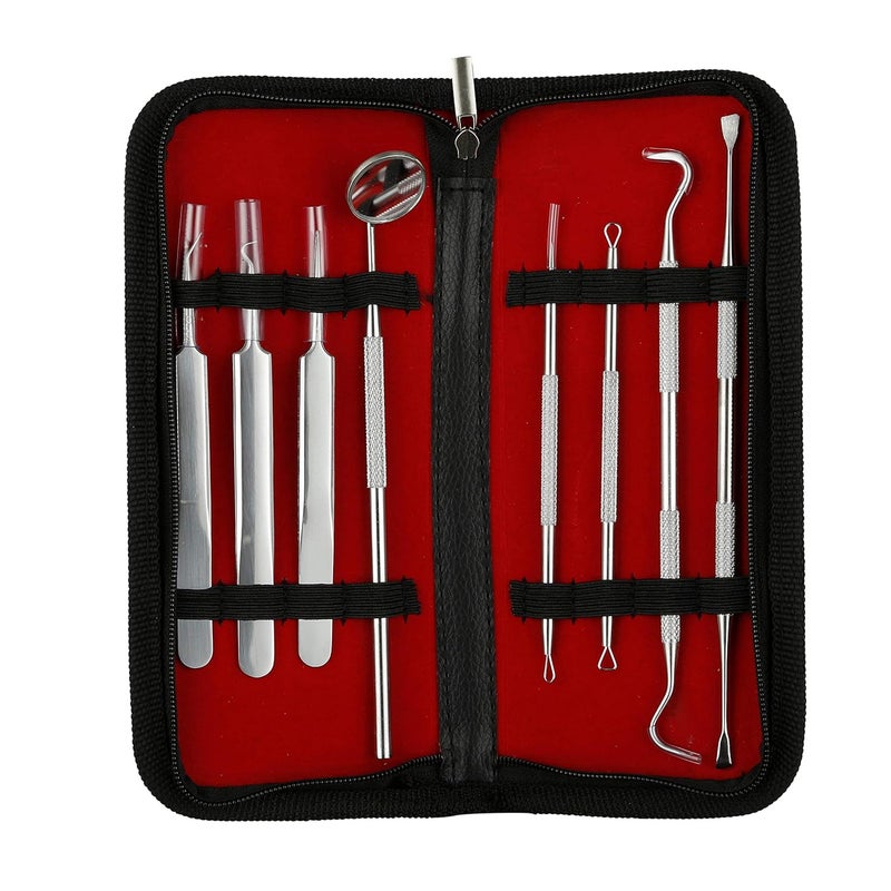 Beauté Secrets Beaut Secrets Dental Tools 8 Pcs with Pick Floss Hygiene Tool Set Tooth Scraper Plaque Tartar Remover Tweezers Gum Floss for Personal Oral Care  Pet Use Oral  Blackhead - Image 1