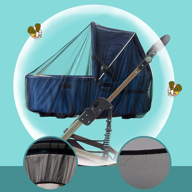 Sysmie Baby Stroller Mosquito Net (2 Pack) - Durable Mesh Protection for Bassinets, Cradles, Playards, Pack N Plays & Portable Mini Cribs | Breathable Universal Fit Insect Barrier (Black) - Image 3