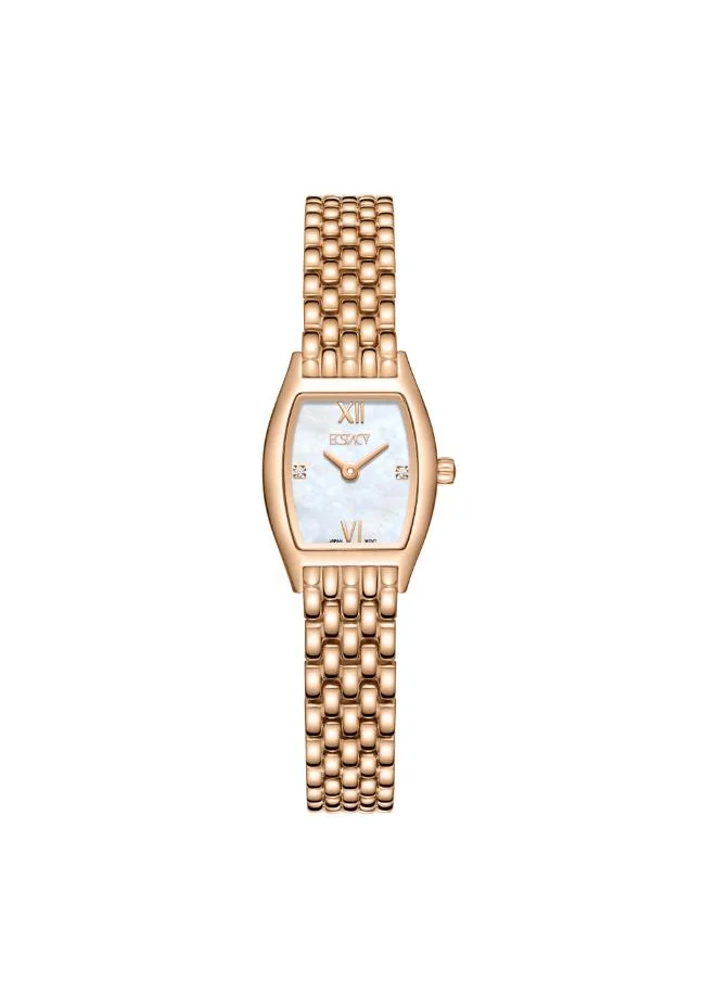 ECSTACY Women's Analog Display Watch With Rose Gold Stainless Steel Strap - E25501-RBKM
