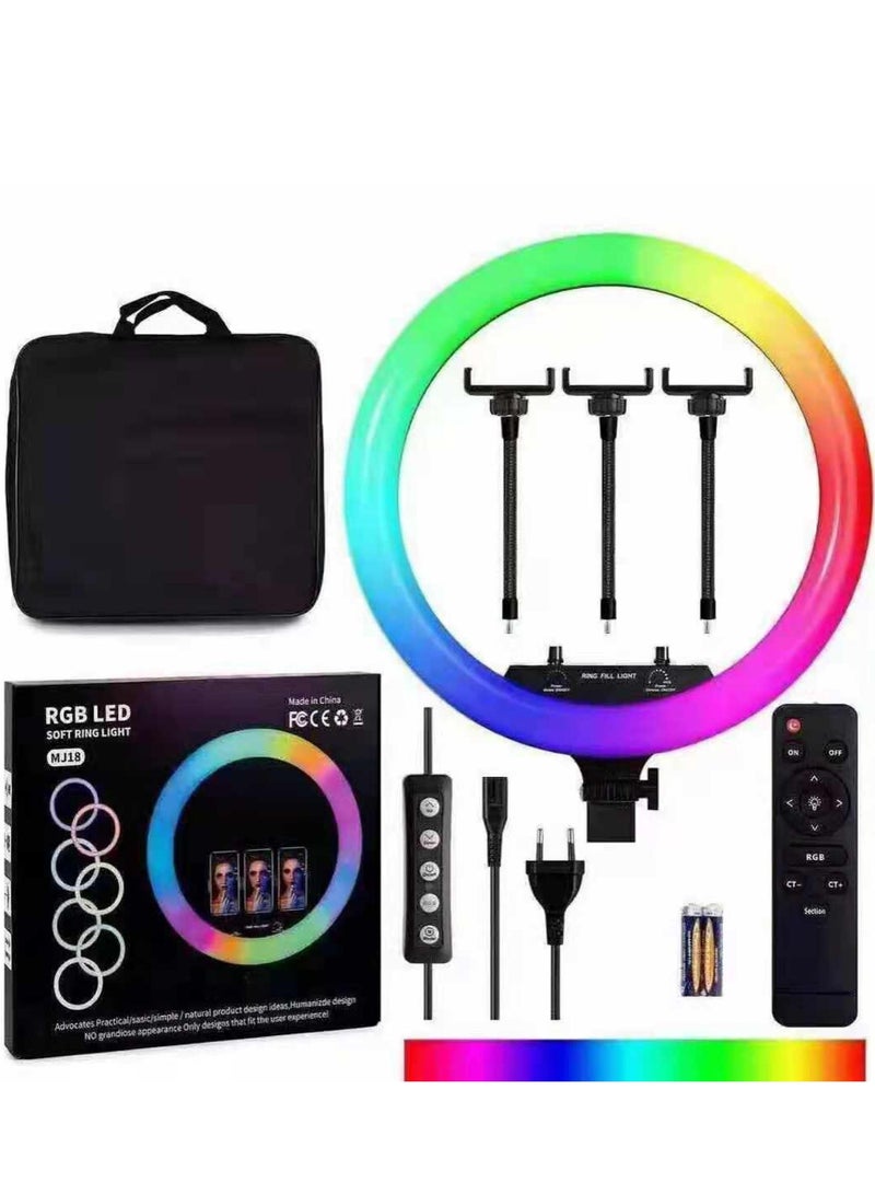 18 inch RGB LED Selfie Round Ring Light with stand and remote