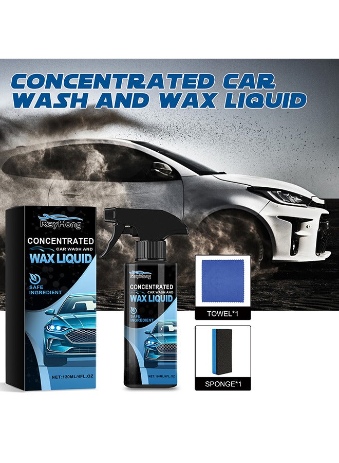 رايهونغ غسيل سيارات مركز وسائل شمع ، طقم غسيل سيارات بدون ماء ، غسيل سيارات بدون شطف ، طقم غسيل سيارات صديق للبيئة ، مع بخاخ غسيل سيارات ، إسفنجة وقماش ، آمن على جميع المركبات ، تنظيف عميق ، 120 مل - Image 4