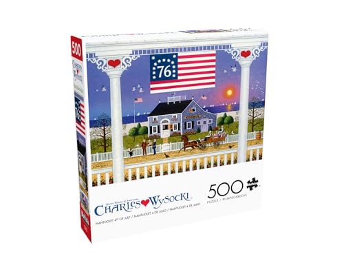 Buffalo Games Jigsaw Puzzles for Adults 500 Pieces Charles Wysocki Nantucket 4th of July Hard Adult Puzzle with Reference Poster Fun Unique Challenging for All Abilities Large 2125 x 15 - Image 1