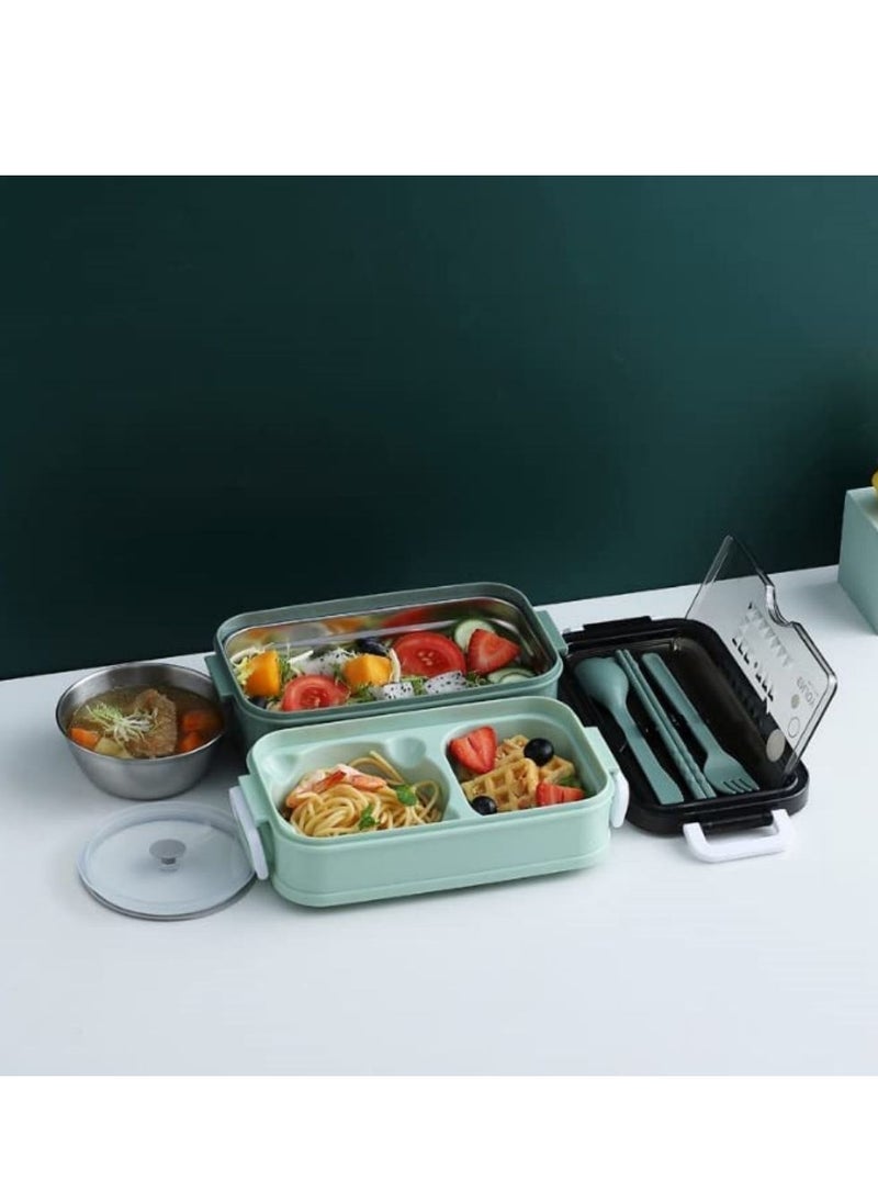 Cool Baby Lunch Box Premium Food Container with Soup Bowl and Cutlery Insulated Lunch Box with 3 Layers Stainless Steel Bento Lunch Box Leakproof Design and Side Handles 21.5 x 11.5 x 11cm  - Image 2