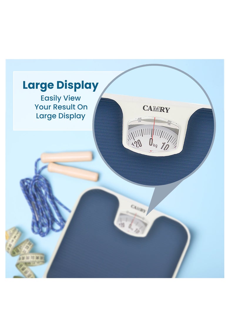 Health and Fitness with Mechanical Weighing Scales - Analog Display, Blue Weighing Surface, Durable Material, and Accurate Reading.