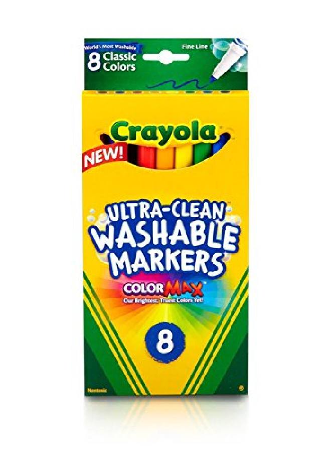 Crayola 8 أقلام تحديد كلاسيكية غير سامة قابلة للغسل بخطوط رفيعة، 8 قطع (عبوة من 6 قطع) - Image 5
