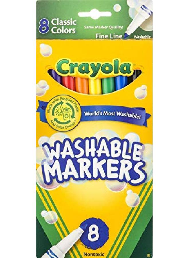 Crayola 8 أقلام تحديد كلاسيكية غير سامة قابلة للغسل بخطوط رفيعة، 8 قطع (عبوة من 6 قطع) - Image 2