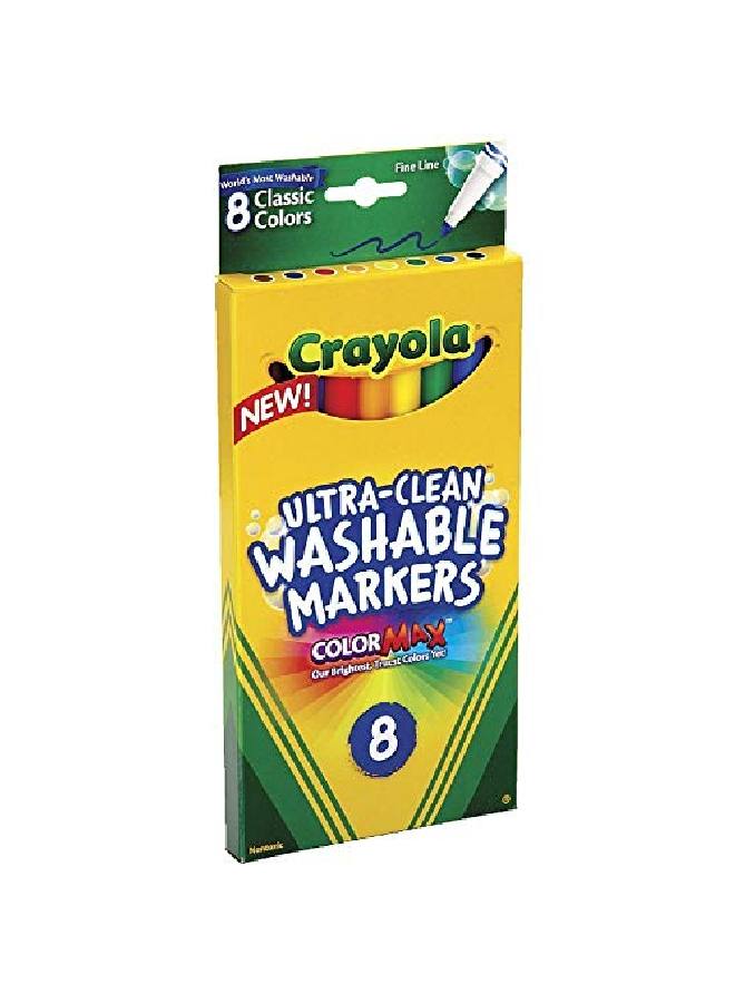 Crayola 8 أقلام تحديد كلاسيكية غير سامة قابلة للغسل بخطوط رفيعة، 8 قطع (عبوة من 6 قطع) - Image 3