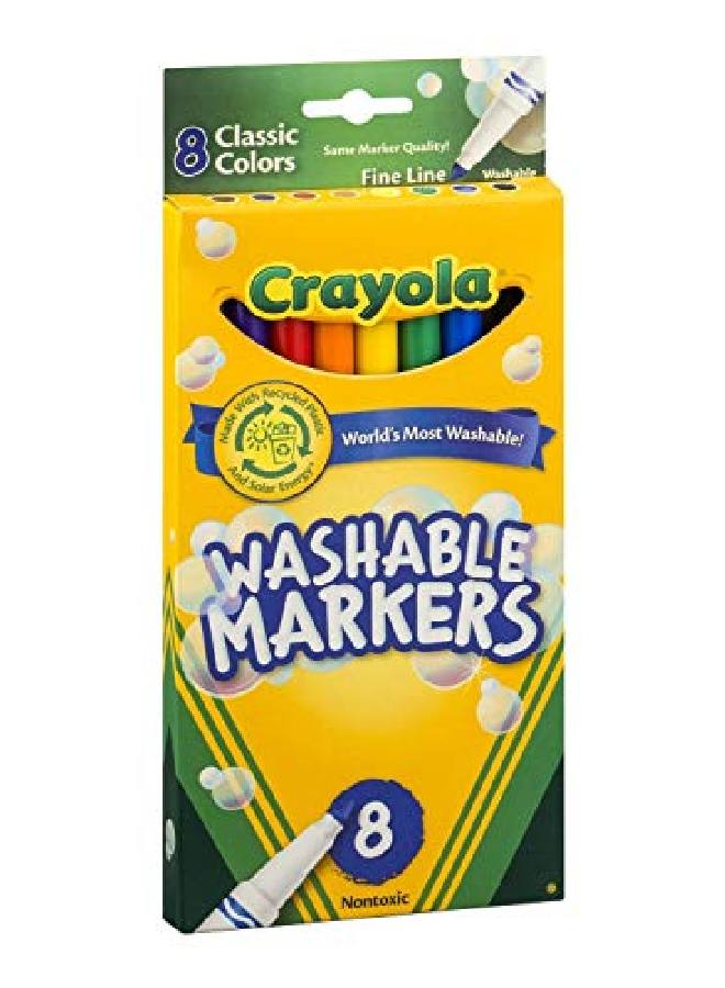 Crayola 8 أقلام تحديد كلاسيكية غير سامة قابلة للغسل بخطوط رفيعة، 8 قطع (عبوة من 6 قطع) - Image 1