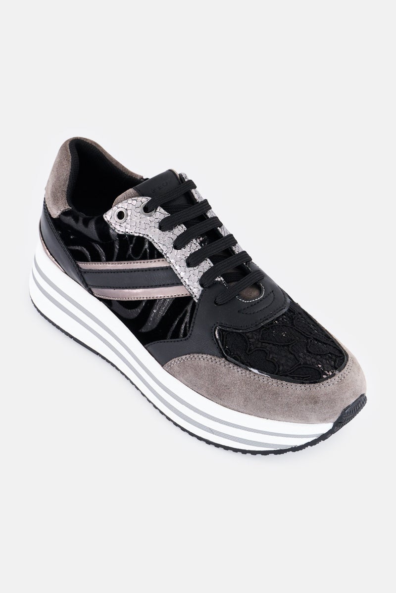 GEOX Women D Kency B Lace Up Casual Shoes, Multicolor - Image 1