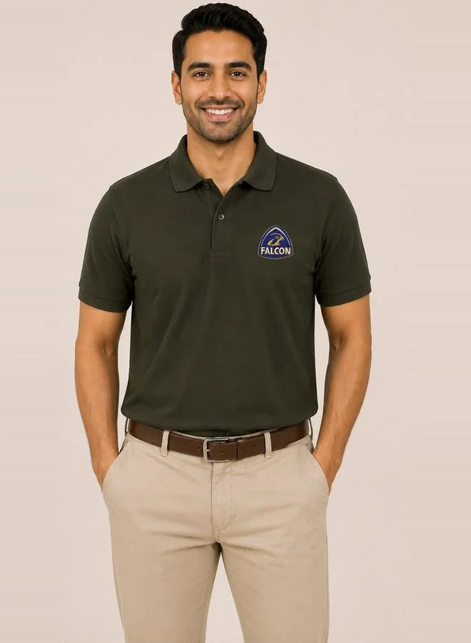 تايك تو Olive Falcon Logo Short Sleeves Polo T-Shirt By Falcon