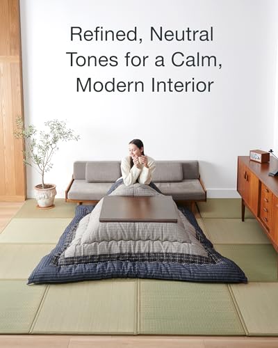 FULI Japanese Kotatsu Blanket, Warm Quilted Kotatsu Futon Comforter, 100% Cotton Top, Made in Japan, 81x96 in / 205x245 cm Rectangle (Black) - Image 5