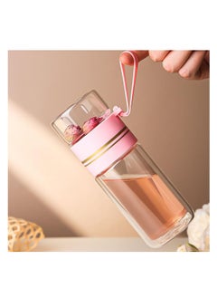 XiuWoo Tea Infuser Bottle, Clear Double Wall Glass Water Bottle, Portable Travel Water Separation Tea Bottle Mug Cup with Tea Infuser for Women Men, 420ml, black  - Image 5