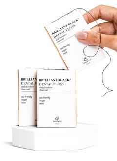 Terra & Co. Terra & Co., Brilliant Black Dental Floss (3 Pack) | Organic Teeth Whitening Products | All Natural, with Activated Bamboo Charcoal | Vegan & Cruelty Free | Luxury Dental Care  - Image 1