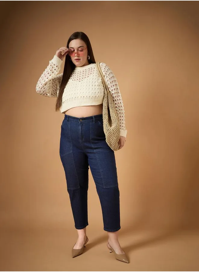 SASSAFRAS Plus Size Mid Rise Balloon Fit Jeans