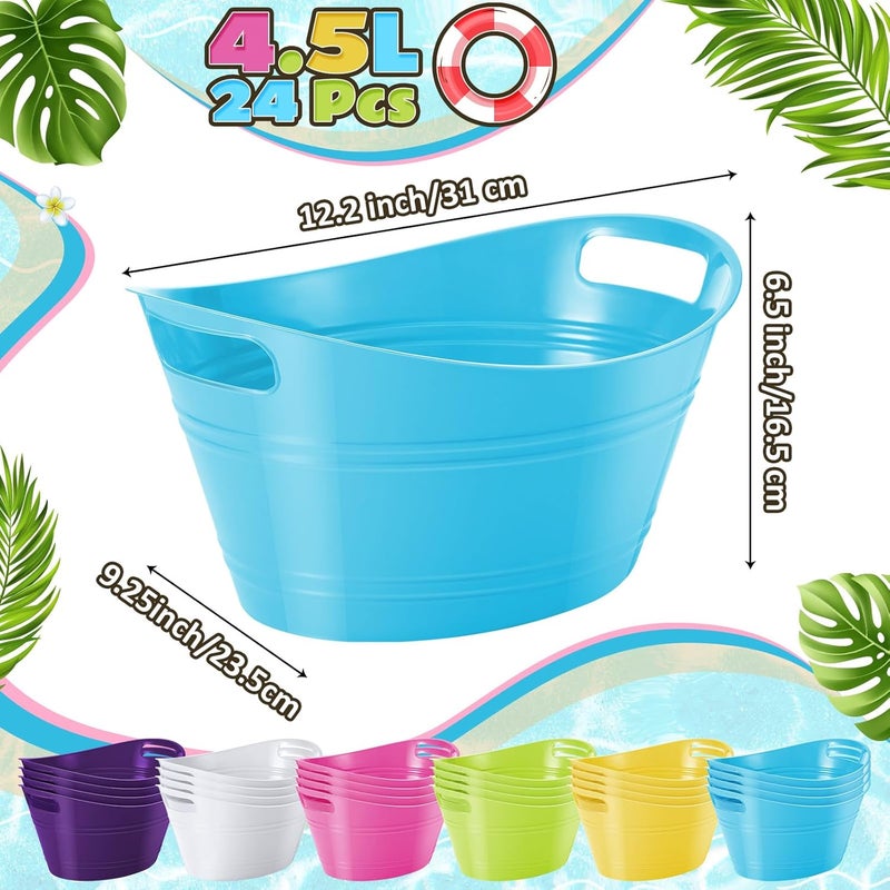 Norme 24 Pcs Oval Storage Tub with Handles 4.5L Plastic Ice Bucket, Wine, Beer, Champagne Drink Cooler for Parties, Beverage Storage Basket(Multicolor) - Image 4