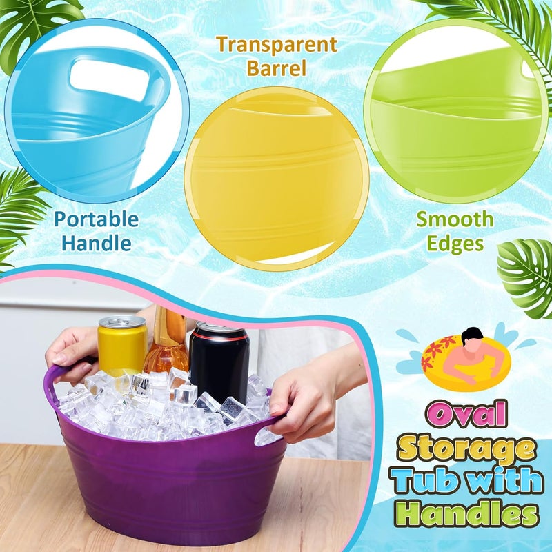 Norme 24 Pcs Oval Storage Tub with Handles 4.5L Plastic Ice Bucket, Wine, Beer, Champagne Drink Cooler for Parties, Beverage Storage Basket(Multicolor) - Image 2