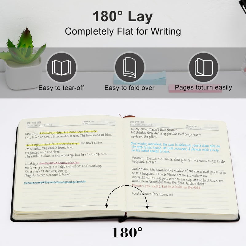 Fetinar Aesthetic Lined Journal Notebook for Women,300 Pages Softcover Leather Lined Journal Notebook,300 Pages Daily Journal, College Ruled Notebook for Work School, Note Taking 5.75''X8.38'' Black - Image 5