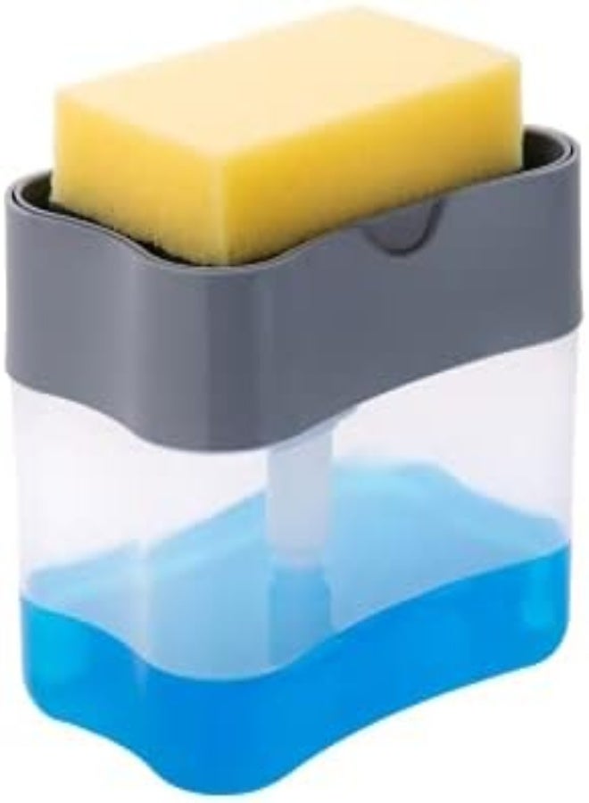 AKDC Zooy Smarty 2 In 1 Soap Dispenser For Dishwasher Liquid Holder, Liquid Dispenser Through Pump (Multi-Color, 400 Ml) With Sponge - Image 1